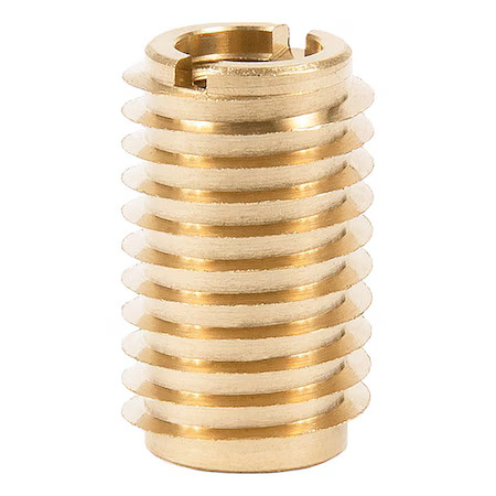 Knife Thread Insert, 1/4"-20 Int Thrd Sz, 3/4 In L, 3/8 In Dia., Brass, Plain,