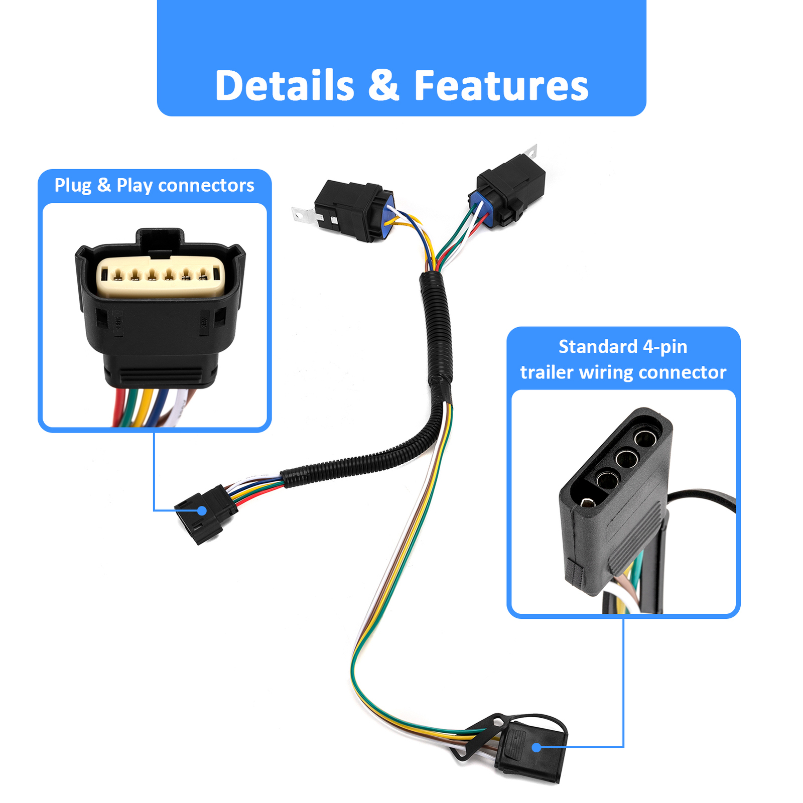 Trailer Tow Hitch Wiring Harness For Chevrolet Equinox GMC Terrain 2018-2024
