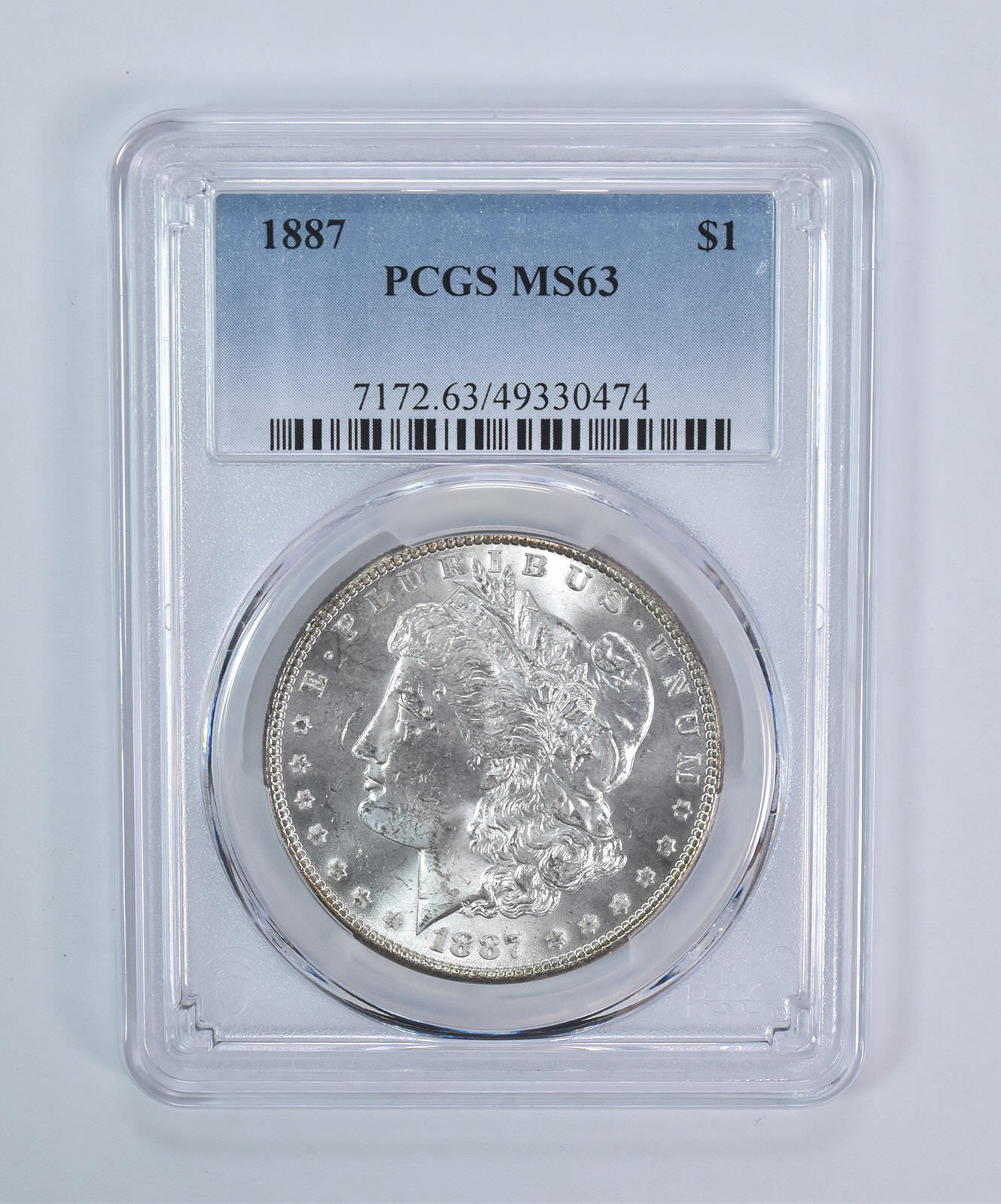 1887 Morgan Silver Dollar MS63 PCGS Blue Label