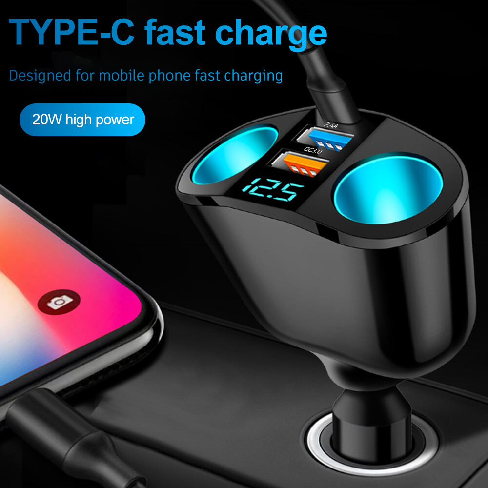 Dual USB Car Cigarette Lighter Socket Splitter Power Adapter Charger Outlet 12V