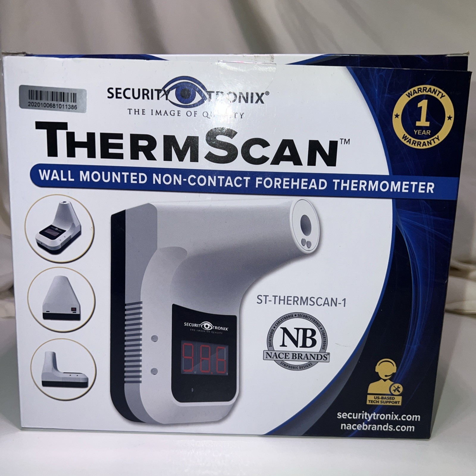 Security Tronix Therma Scan Wall Mounted No Contact Thermometer White Thermascan