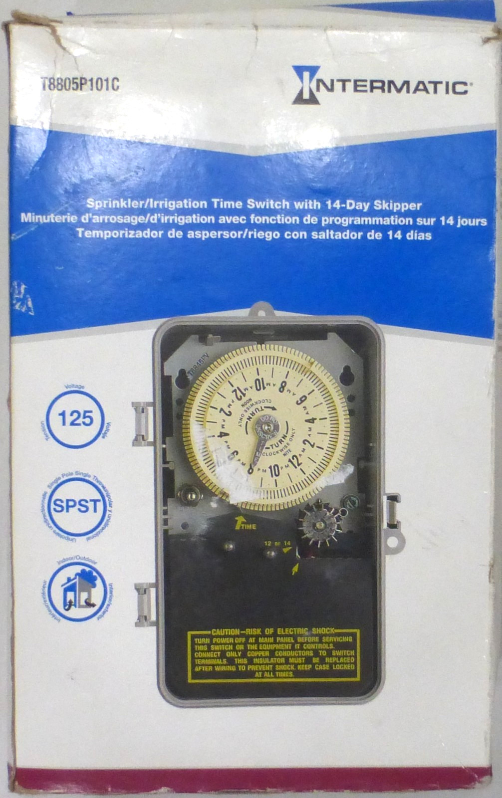 Intermatic T8805P101C SPST 125-Volt Sprinkler/Irrigation Time Switch, USED