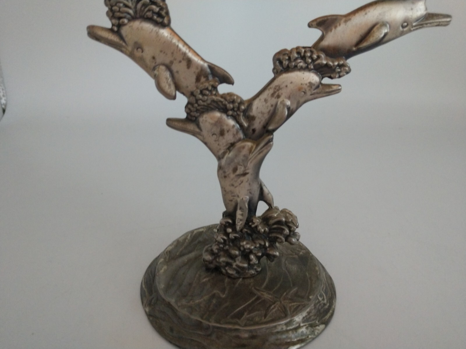 Dolphin Tealight Metal Double Lights Shades 10 inches tall 6 figurines waves