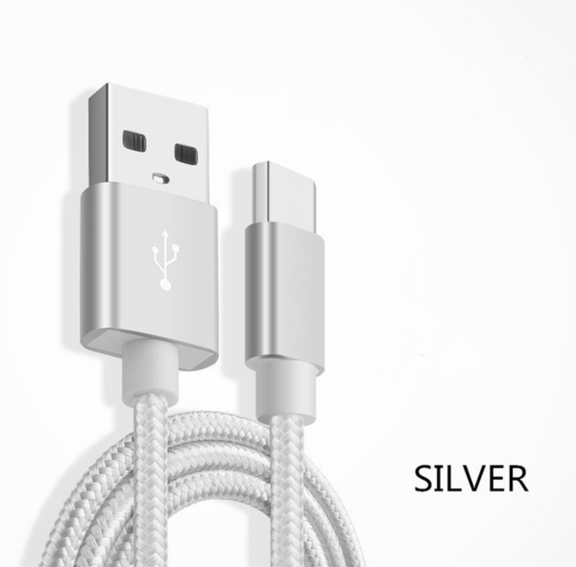 LOT OF 3 Type-C Nylon Braided Data Sync Charging Cord USB-C Fast Charger
