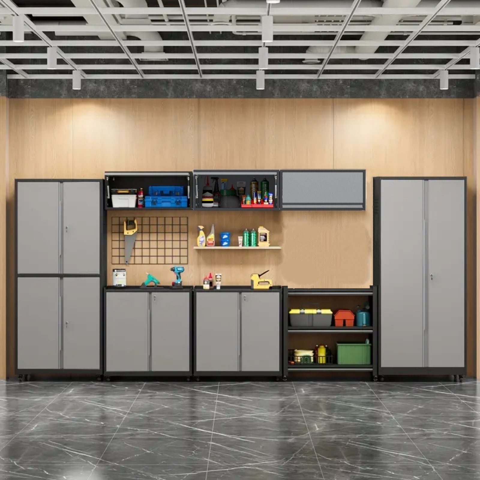 8 Pcs Garage Storage System Workshop Set Garage Cabinets for Tool Organization