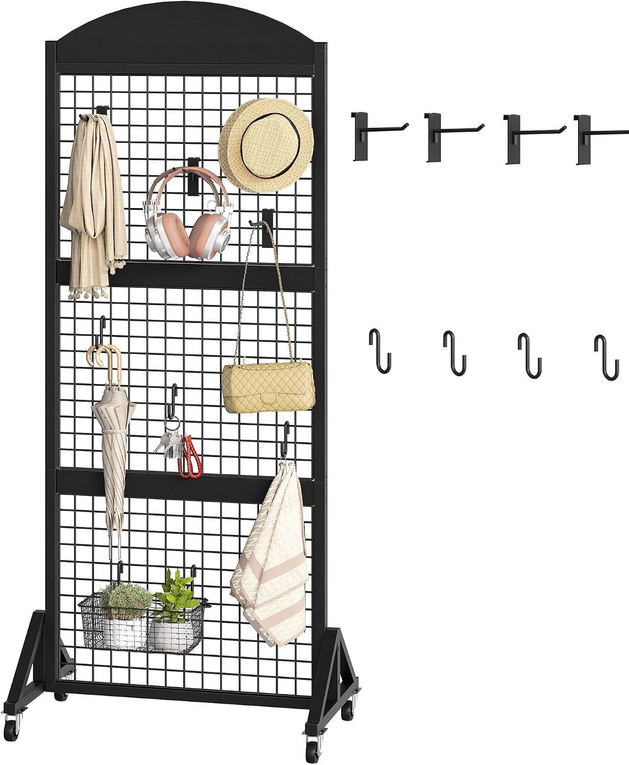 Grid Wall Panel 5.7' x 2' FT Grid Display Rack 2 Pack Movable Gridwall Display