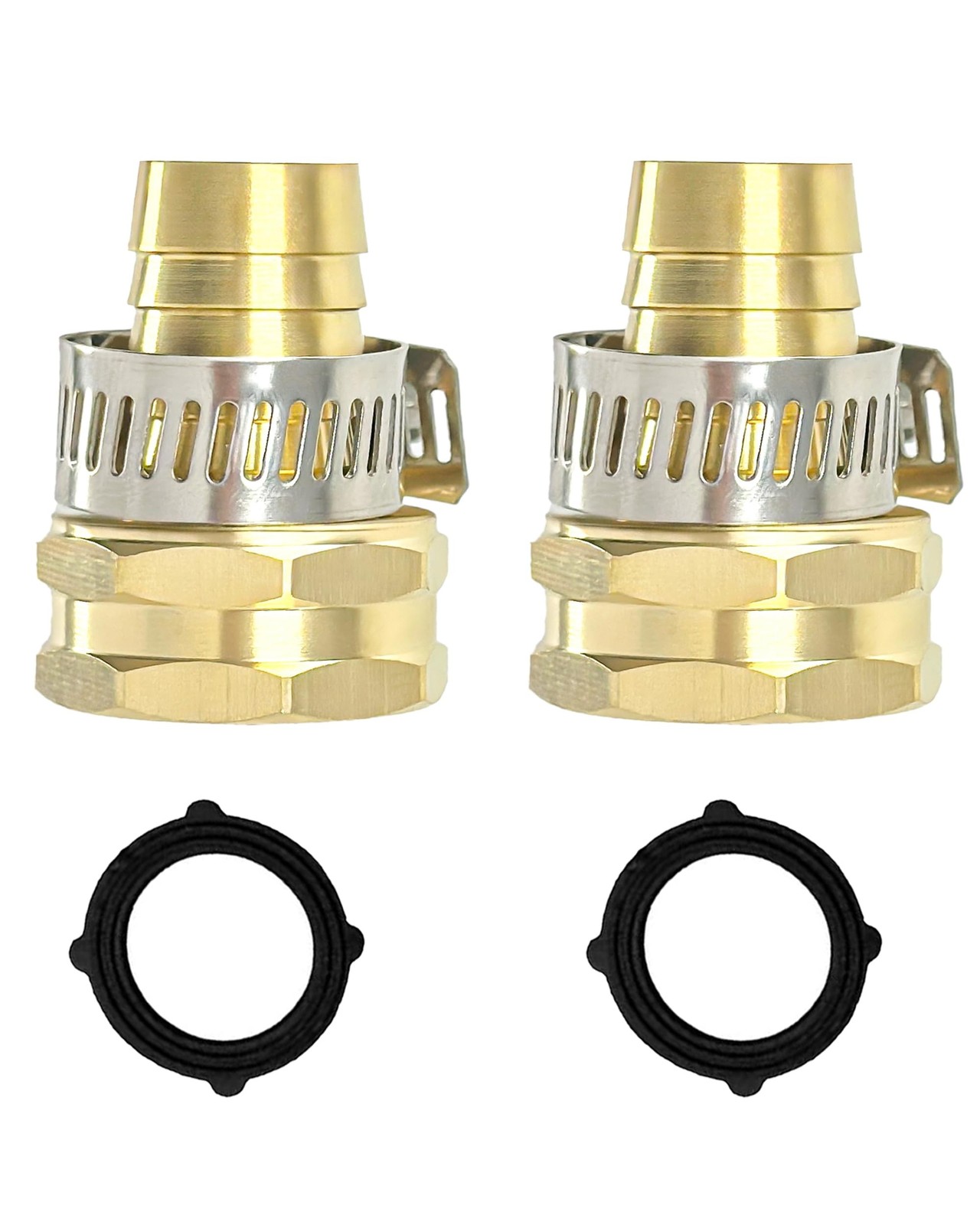2-Pack Garden Hose Repair Kit for 3/4" Hoses, Heavy-Duty Brass Female Quick C...
