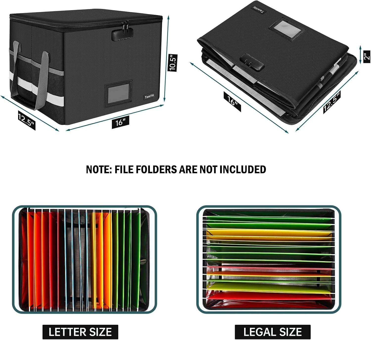 Tamfile Large File Box with lock, 5200°F Fireproof File Box for Documents fire