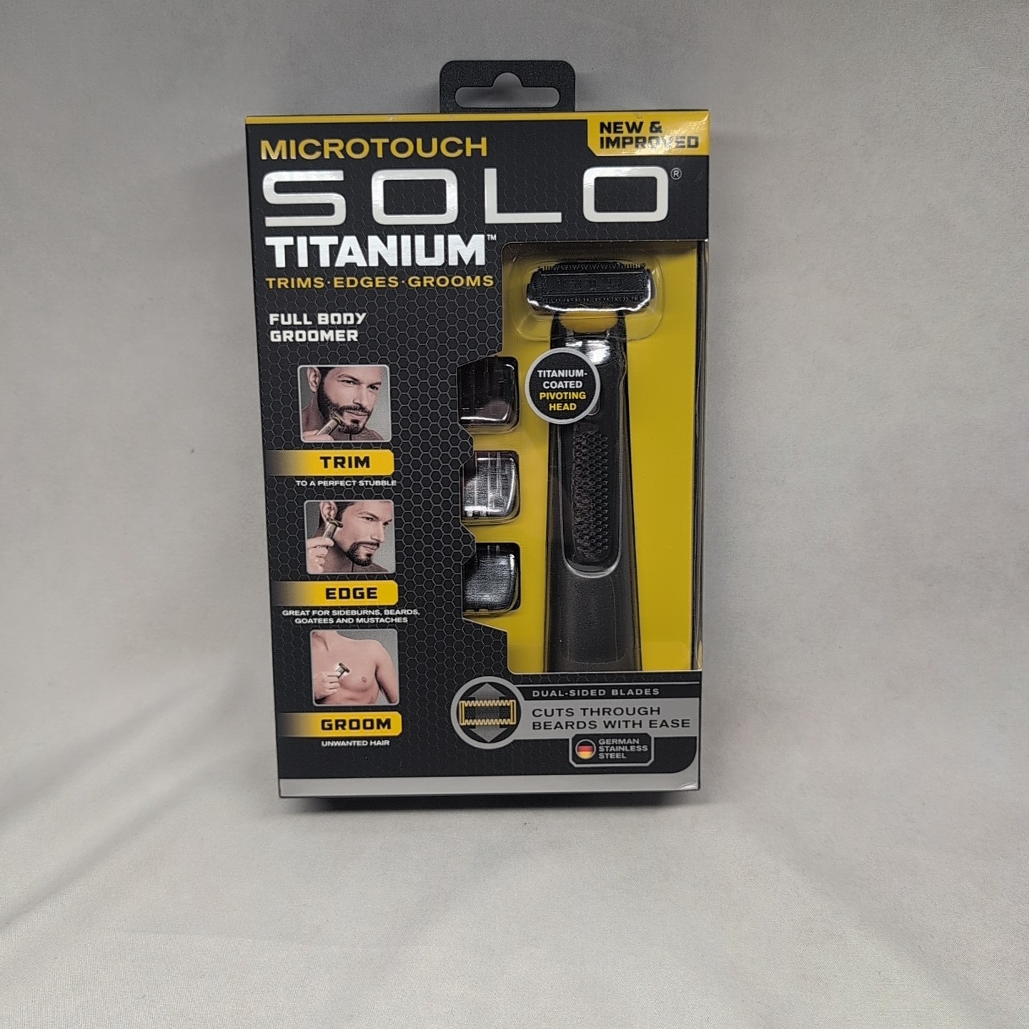 Micro Touch Solo Titanium Grooming Trimmer for Men - Black - NEW