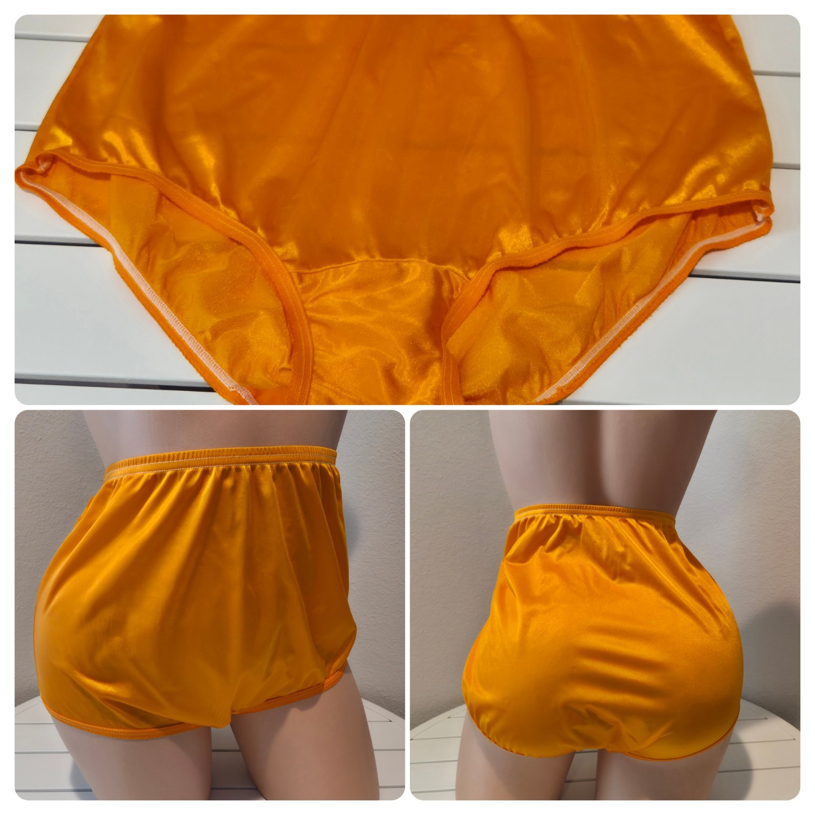 Vanity Fair Granny Panty Shiny Nylon Full Cut Ravissant 7/L Orange Shock