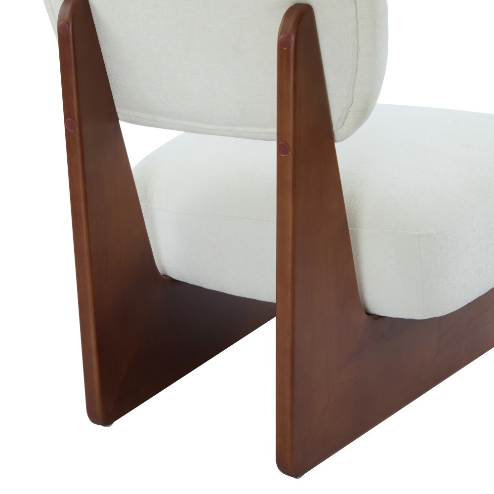 Modern Beige Lounge Chair Set of 2 w/Polyester Upholstery & Wood Base