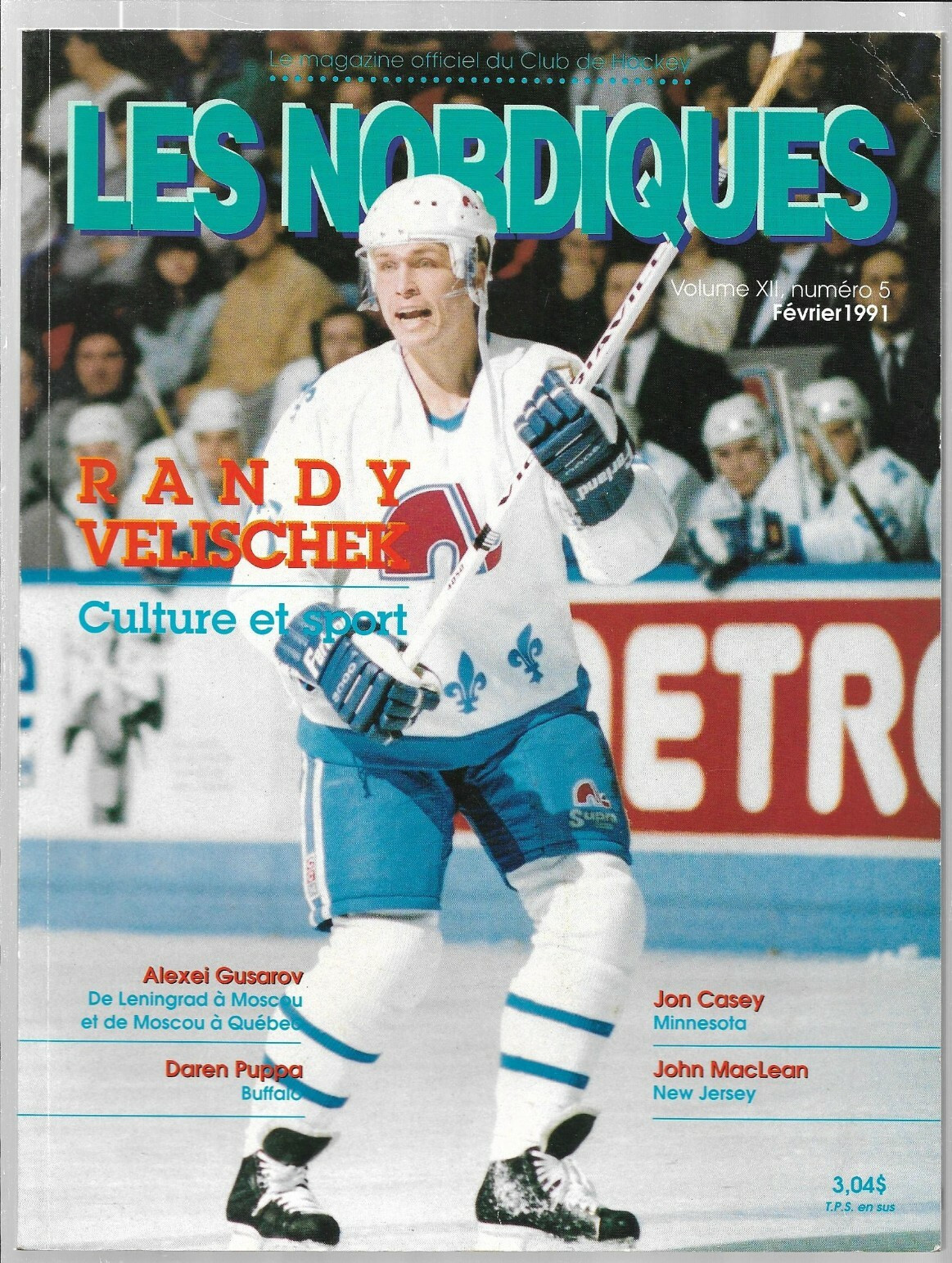 February 1991 Nordiques vs Bruins Hockey Program w/ Cam Neely Poster