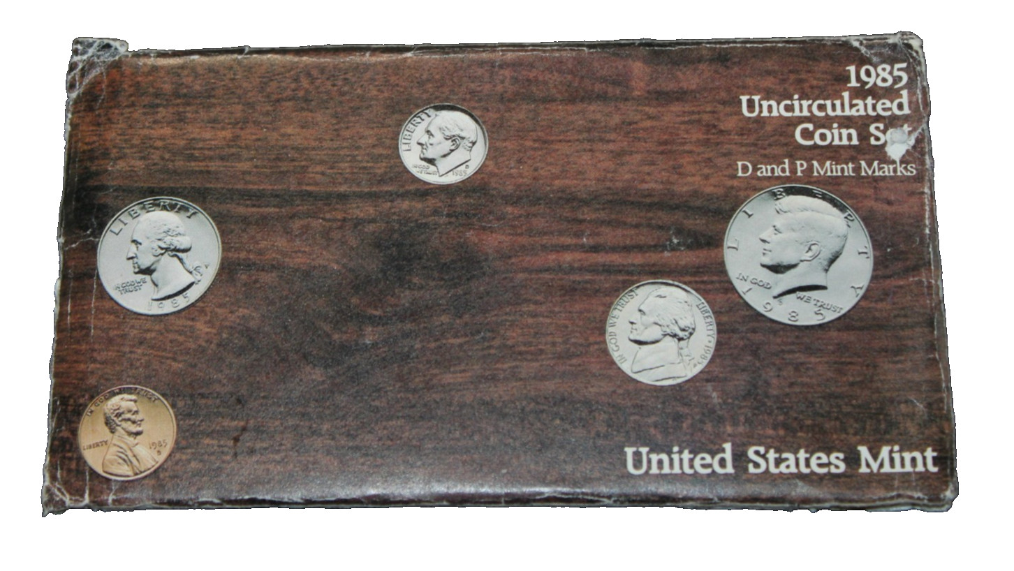 1985 Uncirculated 10 Coin Set U.S Mint P & D Original Government Packaging OGP