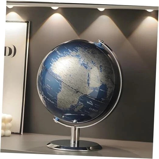 World Globe with Stainless steel Stand, 8inch Earth Modern Desktop Globe For