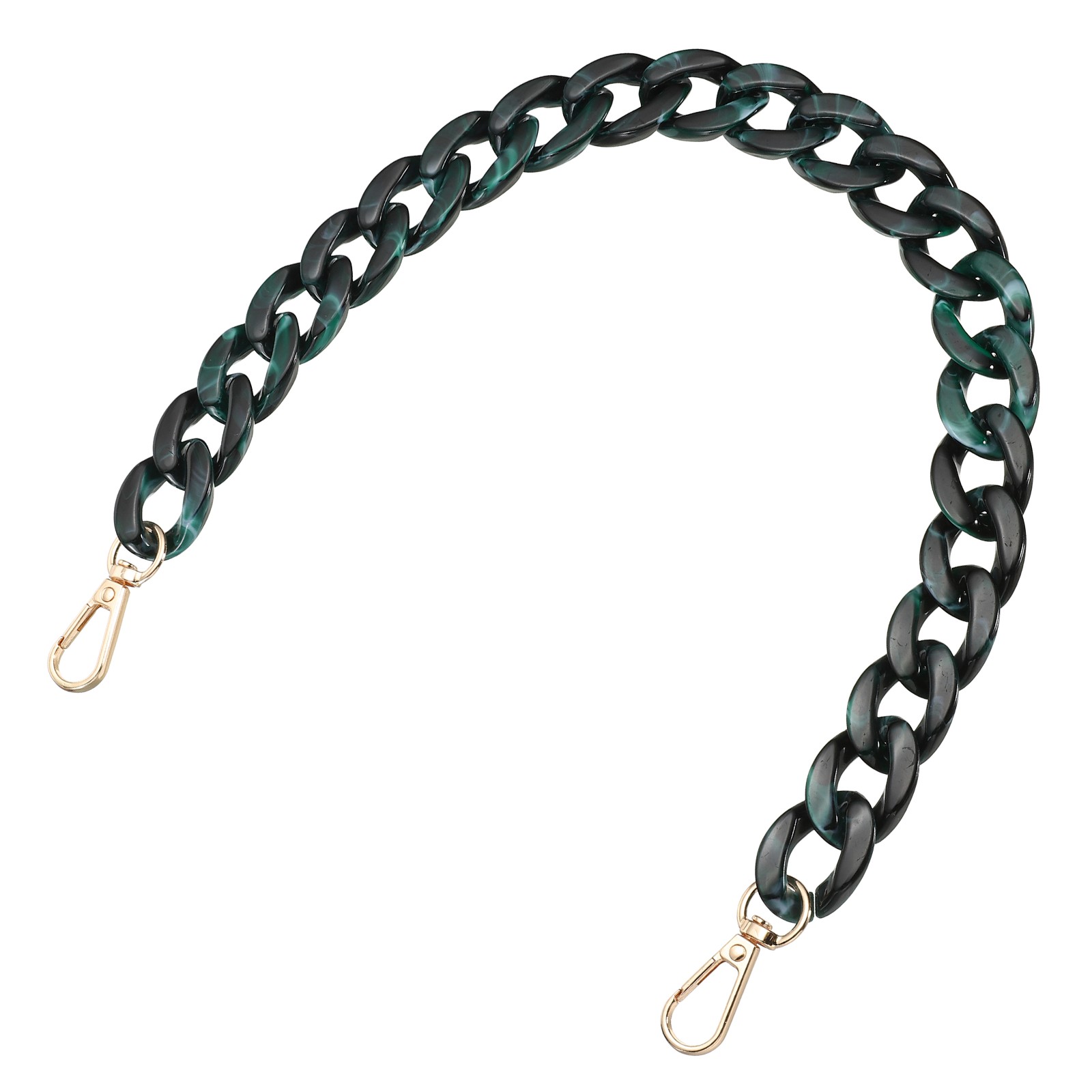 Acrylic Bag Chain, 18" Acrylic Chain for Purse Straps, Dark Green/White