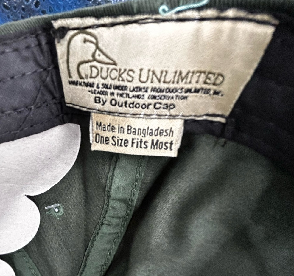 Green DUCKS UNLIMITED Outdoor Cap Shield Patch with Duck & Flags Adjustable New