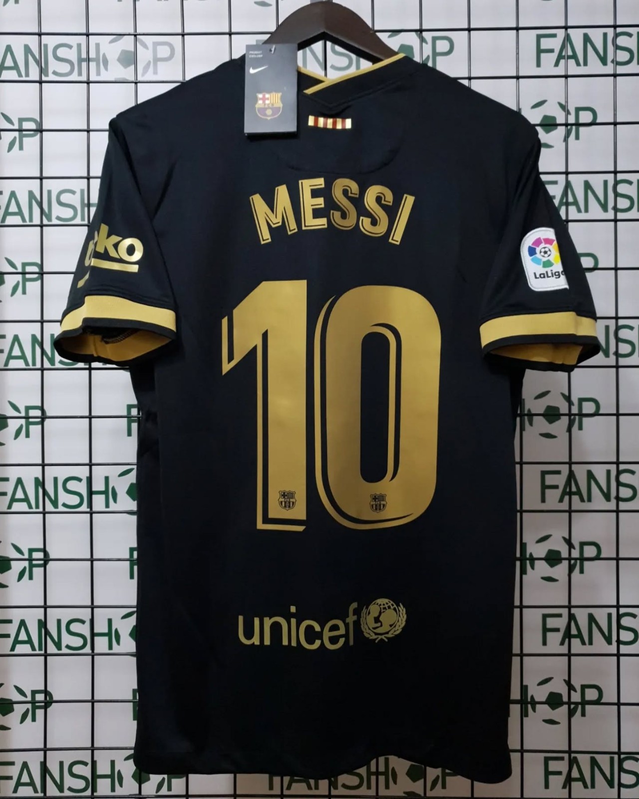FC Barcelona 2020/2021 Football Shirt Away Black Soccer Jersey - Messi #10