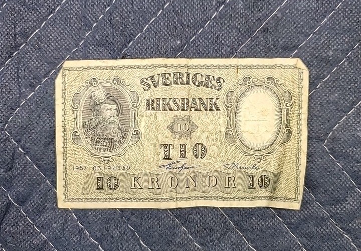 1955 Sweden Sveriges Riksbank 10 Kronor VINTAGE