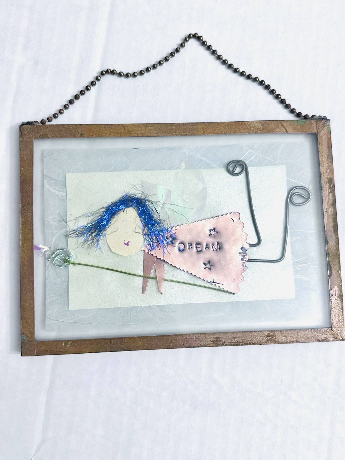 Dream, Mixed Media Art Work by A.I. Paper Design 7”x5” Copper