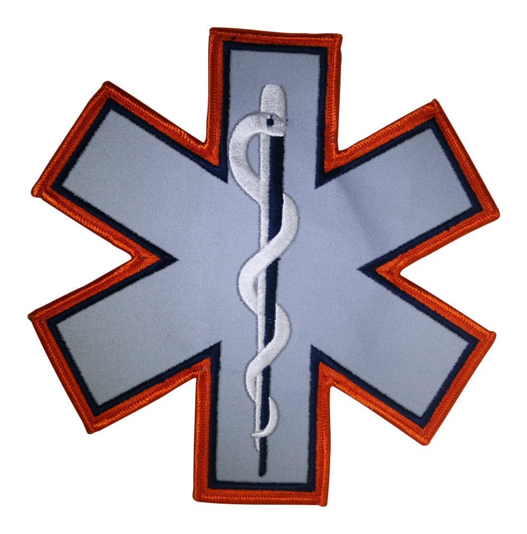 REFLECTIVE STAR OF LIFE EMT EMS FIRE 7X7 EMBLEM PATCH