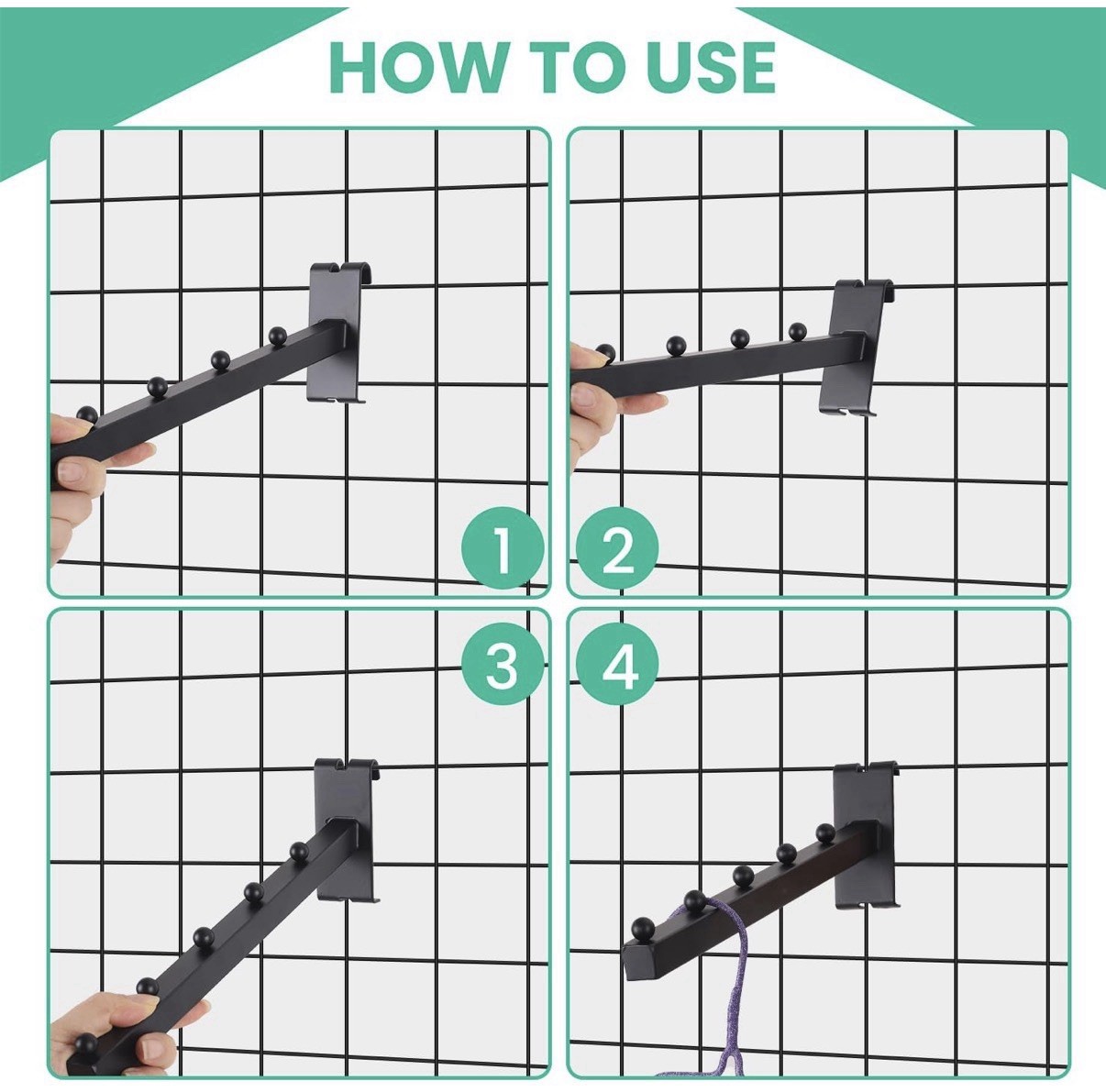 6 Pack Black Gridwall Waterfall Hooks 6 Ball 14 Inch Grid Hooks
