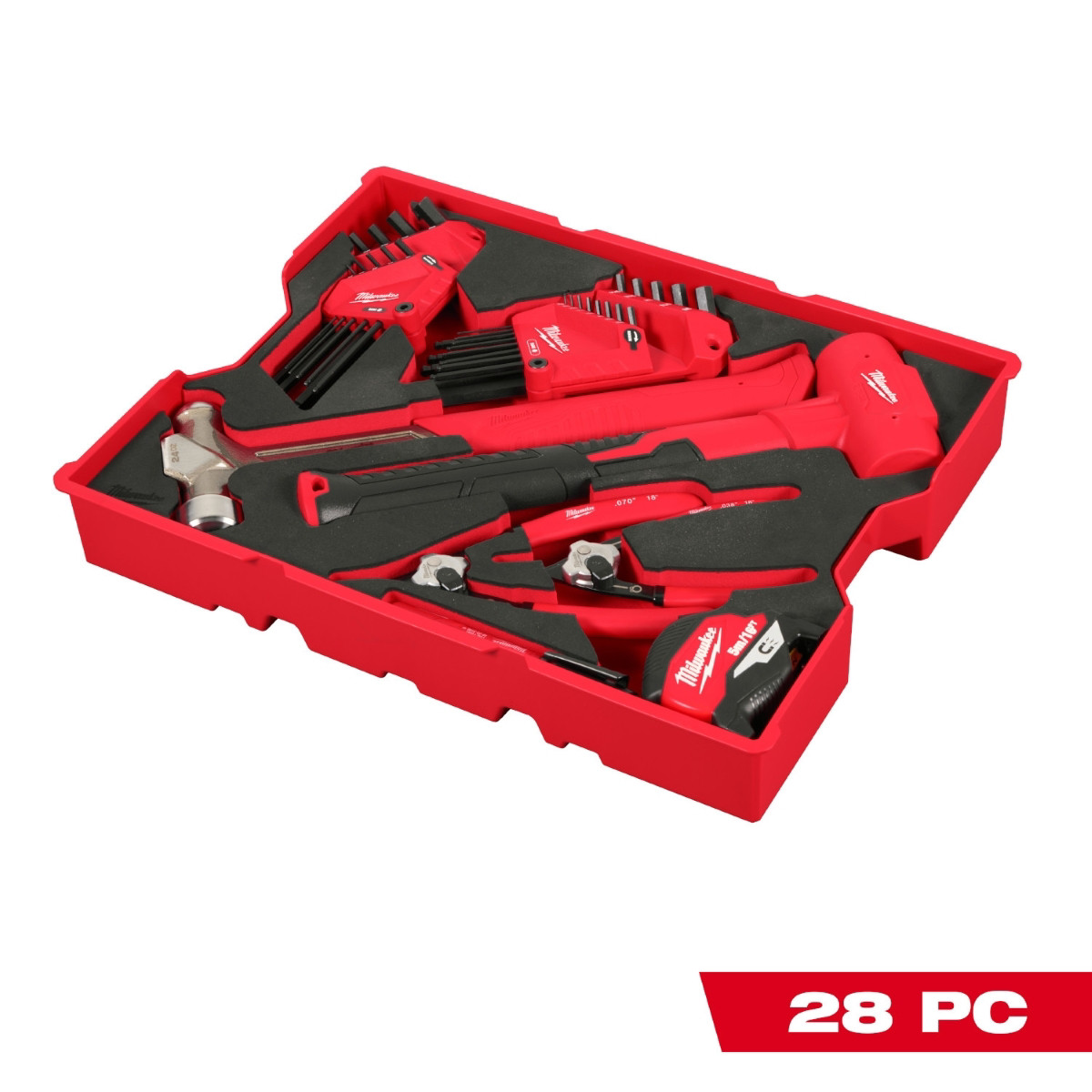 48-22-0161Milwaukee Tool 28 Piece Hex Key and Hammer Set with Tray for PACKOUT D