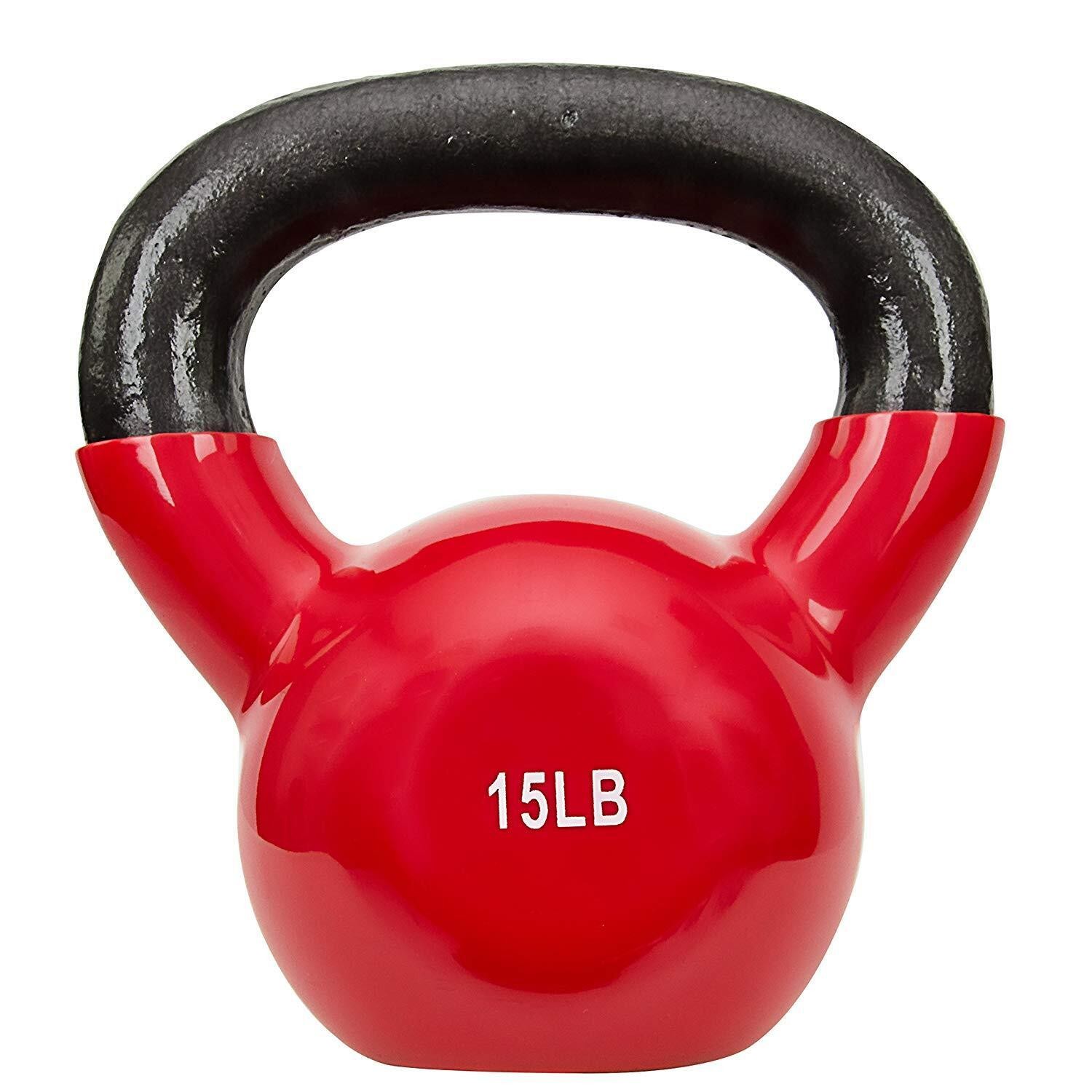 Sunny Health And Fitness Kettle Bell Vinyl Coated 15Lbs
