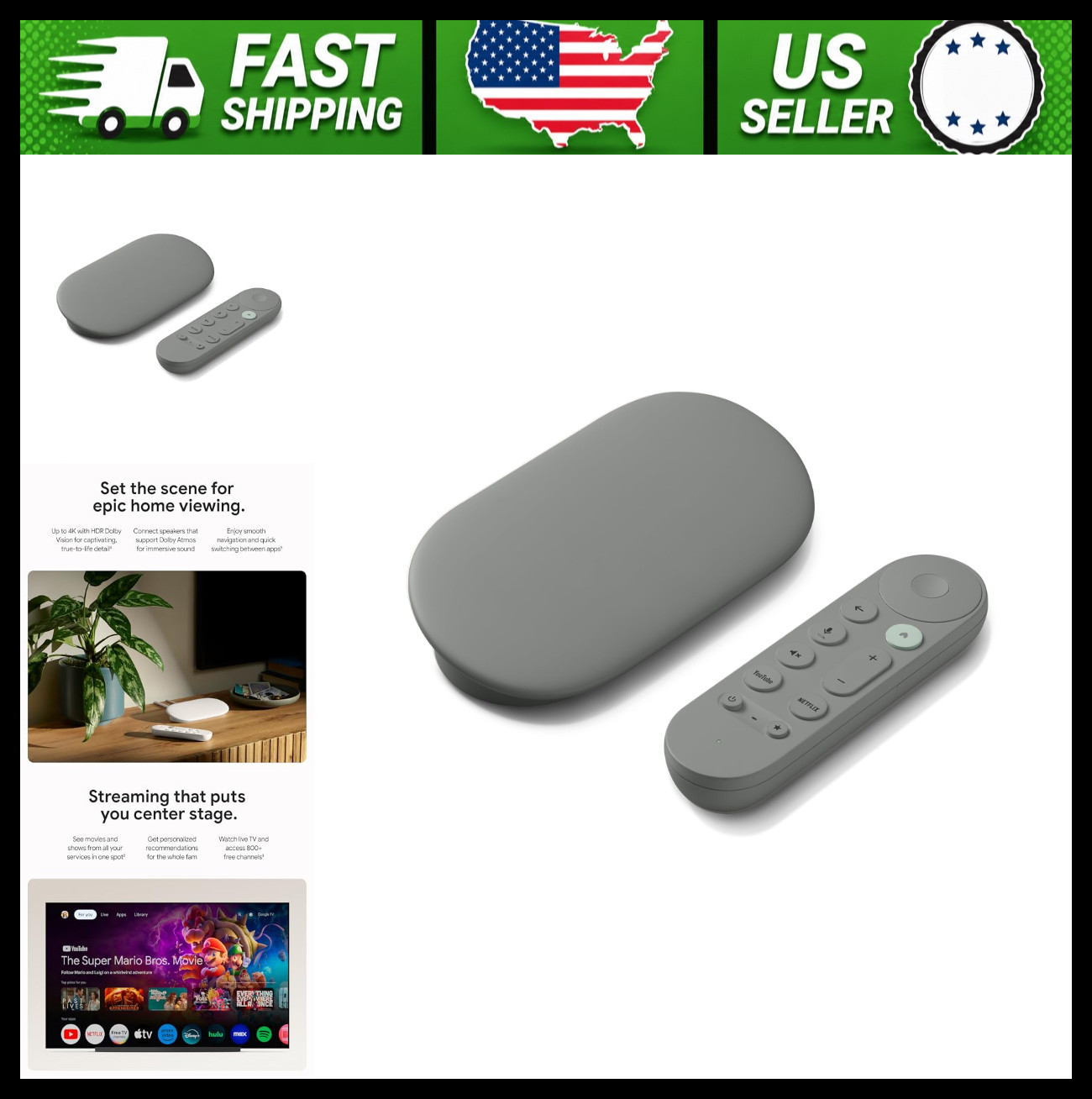 Google TV Streamer 4K with Voice Remote, HDR, Smart Home Control, 32GB, Hazel
