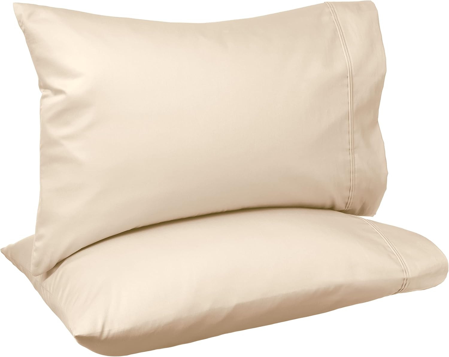 400 Thread Count Cotton Pillow Cases, Standard Size, 30" X 20", Beige, Set of 2,