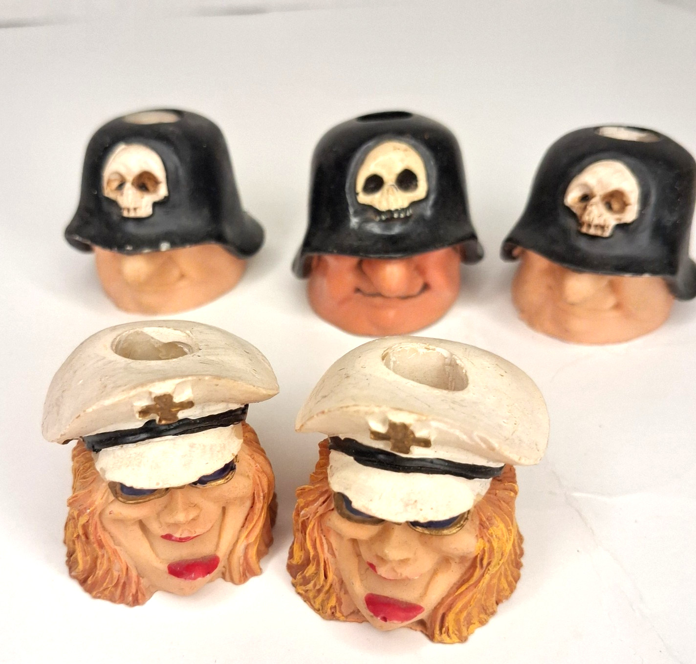 Lot of 5 VTG Resin Cigarette Snuffers Figural Heads Tobacciana