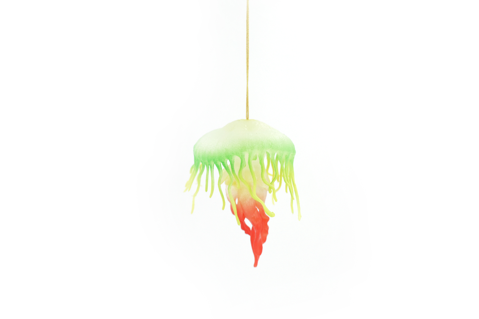 Jellyfish, Sea Jelly Green and Red Rubber Hanging Ornament Toy 3.5" F3386 B106