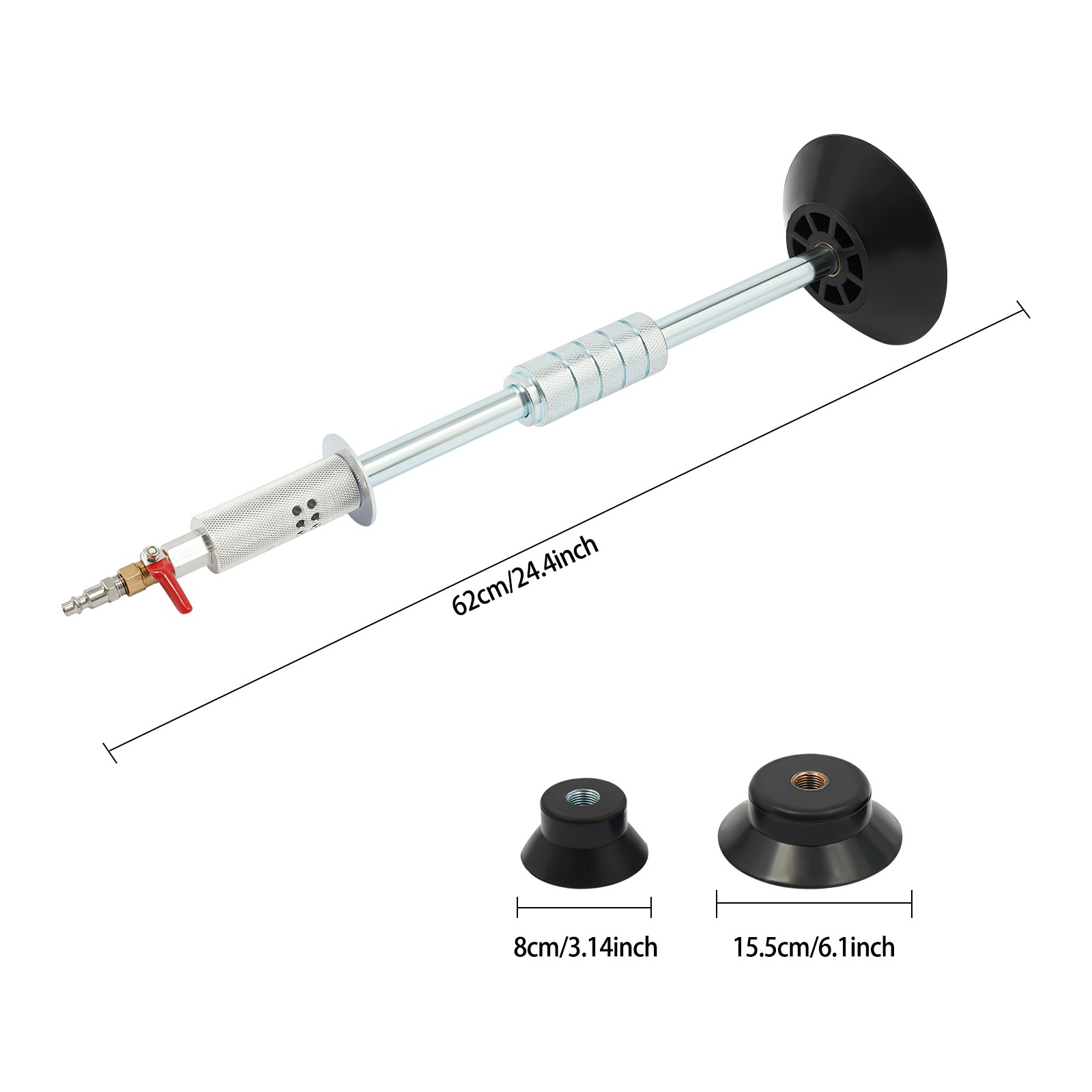 Pneumatic Dent Puller Tool with 3 Suction Cups Galvanized Steel Air Hammer