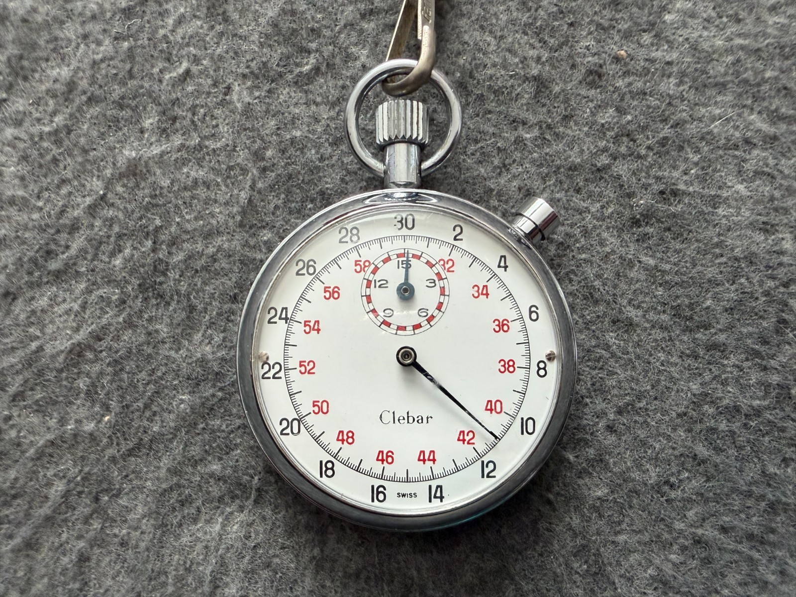 Swiss Made Clebar Mechanical Wind Up Stop Watch with the Box - Problem