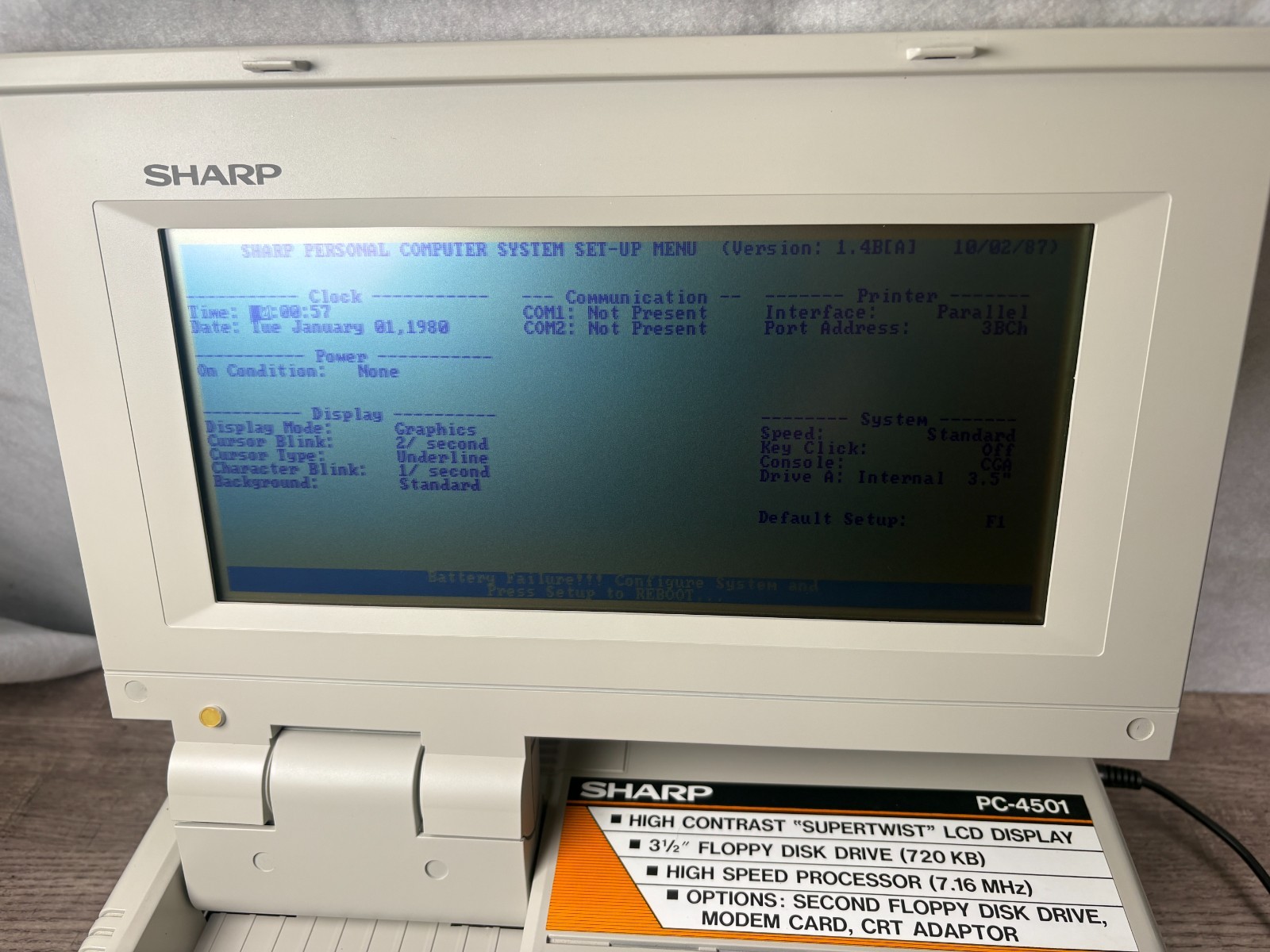 Sharp PC 4501 Personal Computer Manual Cord - Tested