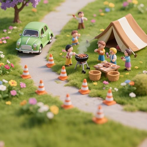 30 PCS Mini Traffic Cones, 1" Mini Orange Cones Roadblock Signs, Small Construct