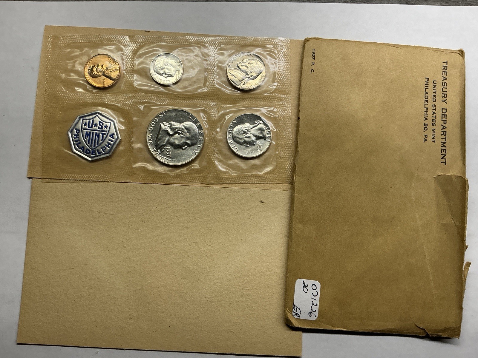 1957 US Mint Silver Proof Set in Flat Pack Envelope and Cello Sealed 071226 20er