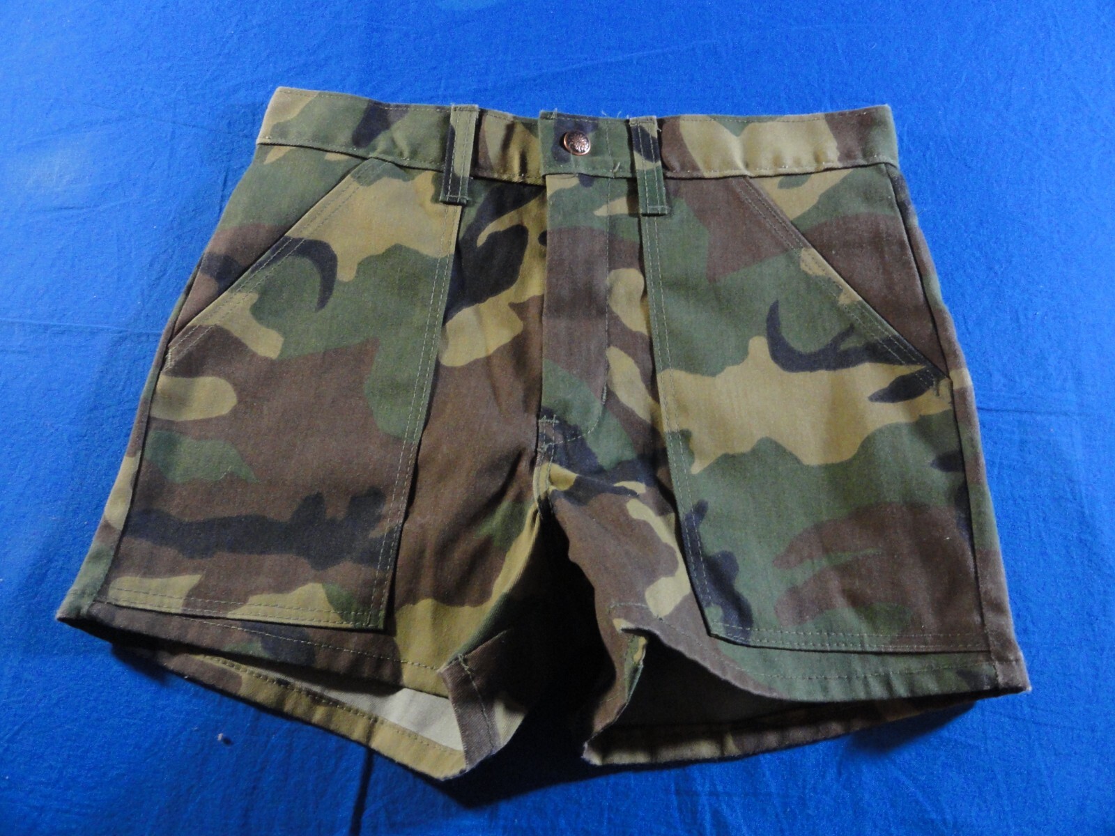 NEW BDU WOODLAND CAMOUFLAGE HOT WEATHER CARGO OUTDOOR BOARD SHORTS YOUTH 27X3