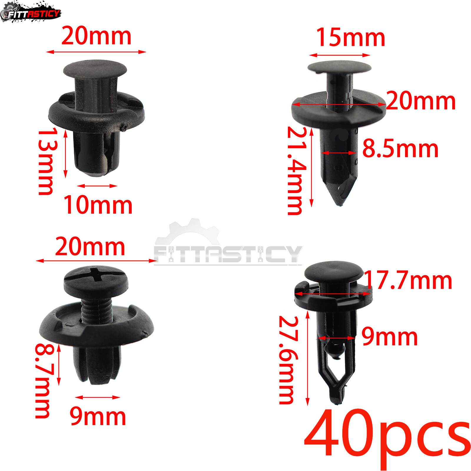 40 Car Push Retainer Pin Body Bumper Rivet Trim Moulding Clips for Nissan kia 19