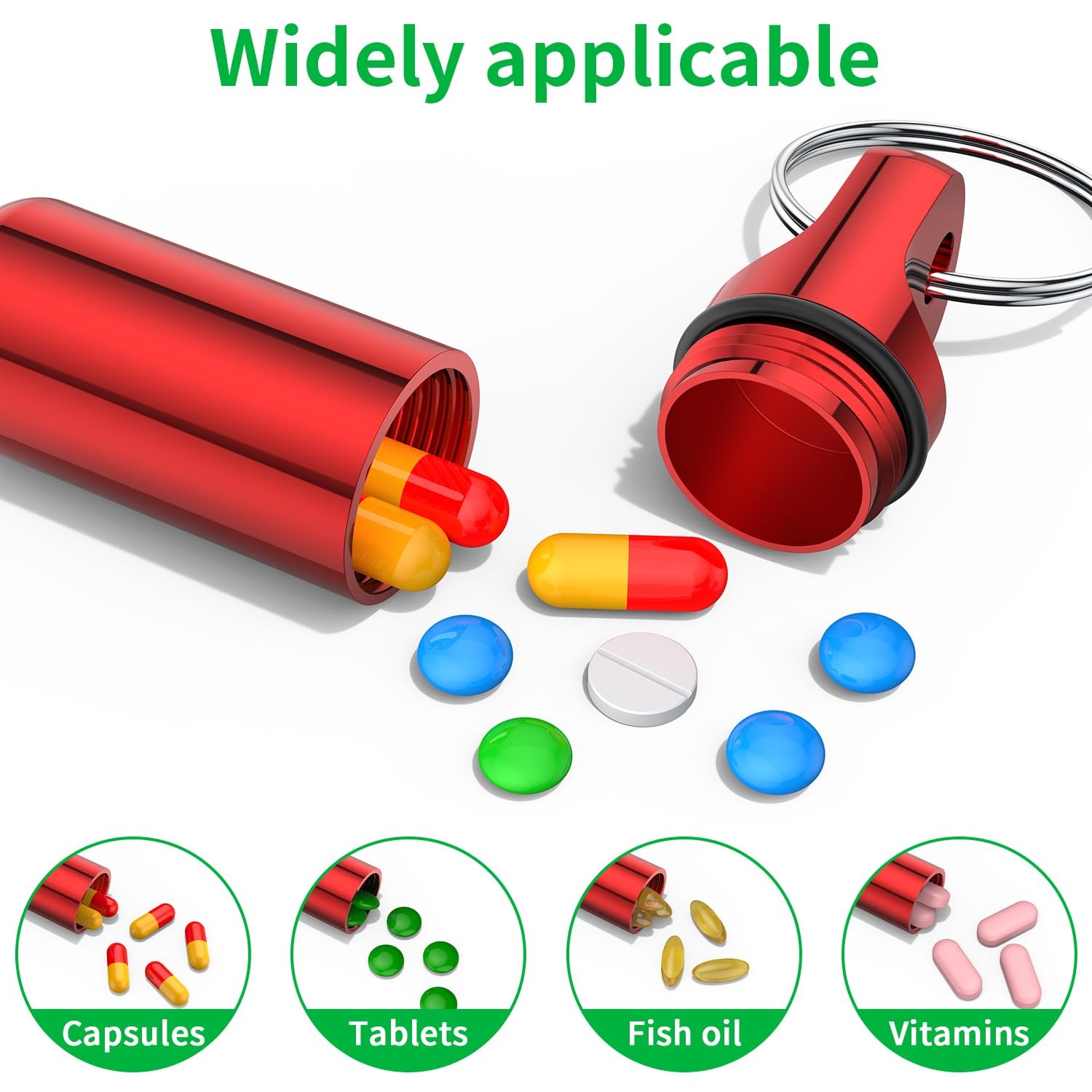 Small Pill Box Keychain, 4 Pack Portable Keychain Pill Holder Aluminum Alloy ...