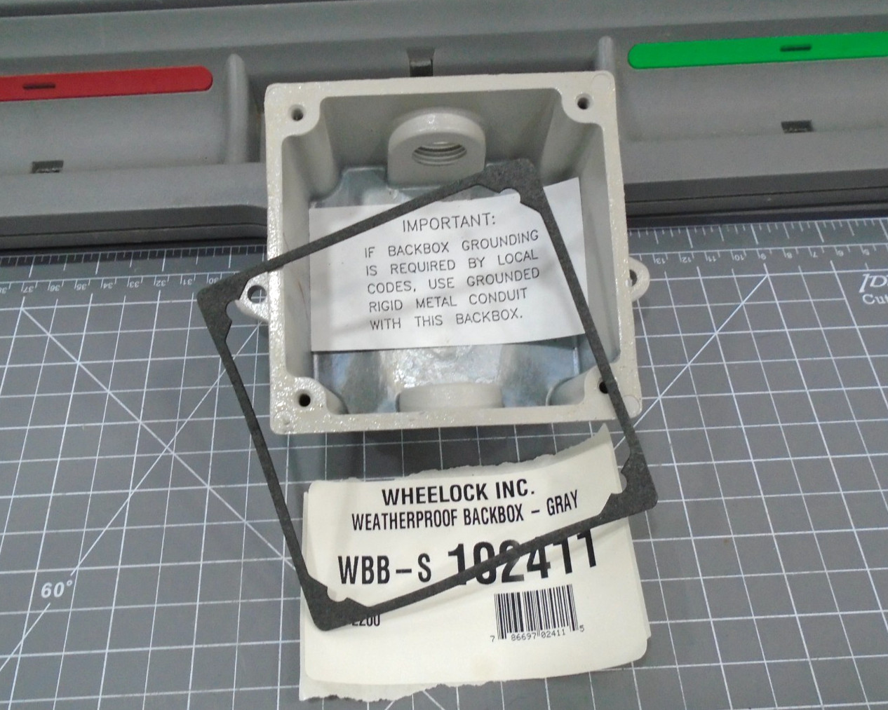 NEW Wheelock Weatherproof Backbox Gray WBB-S  Hole size 1/2" NPT