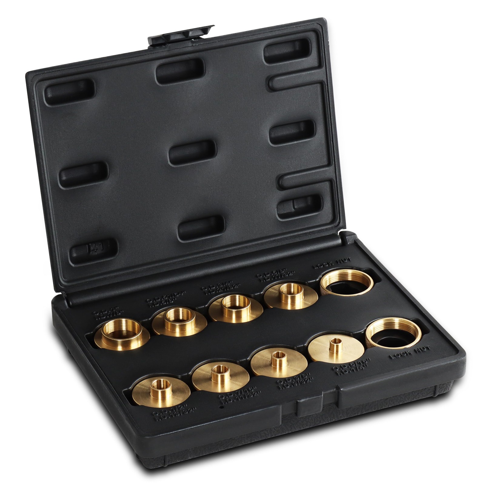 DCT Brass Router Template Guides Bushing 10-Piece Set & Black Carrying Case -...