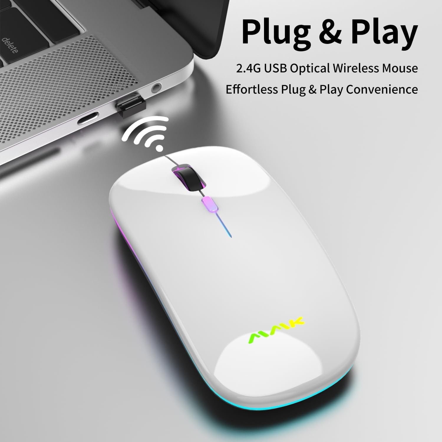 Wireless Bluetooth Mouse for Laptop, Rechargeable Mouse 2.4G USB Optical Wire...