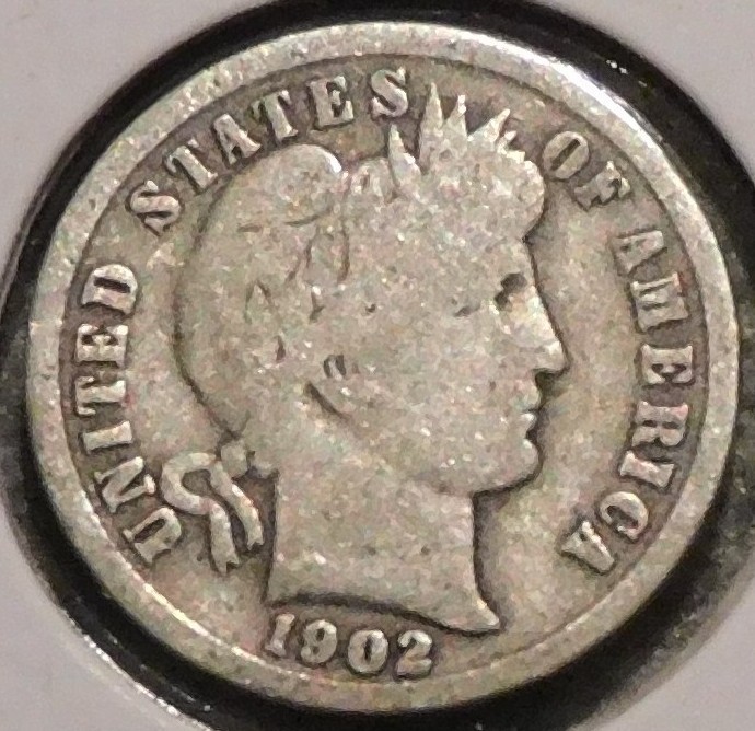 Silver Dime - Barber - 1902 (Nice coin for the grade.) [612]
