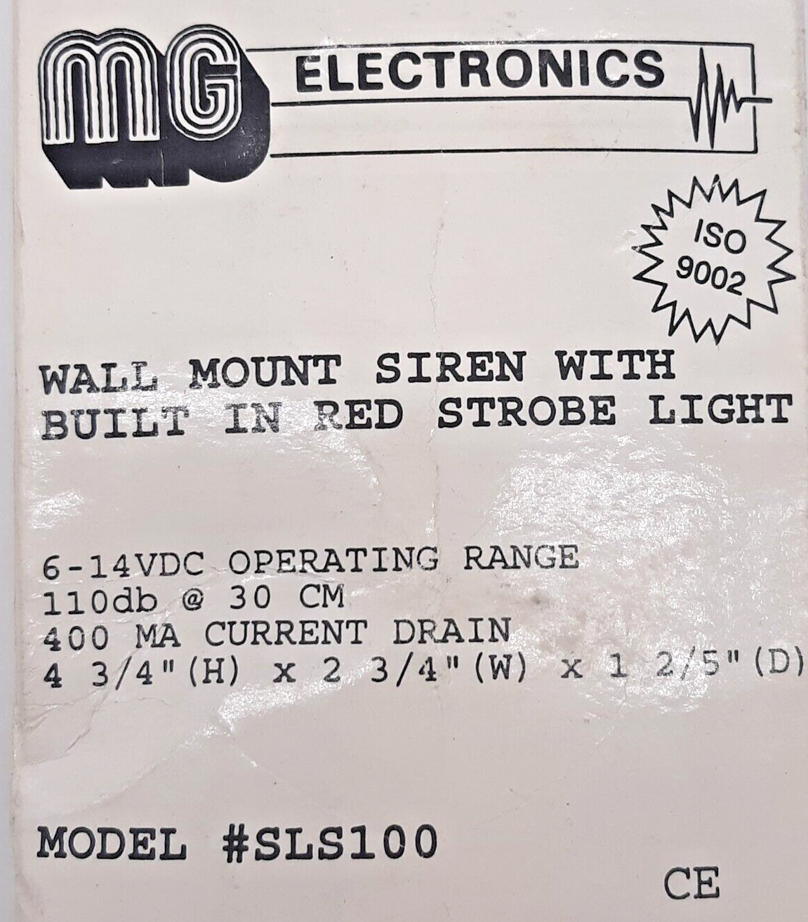 MG Electronics SLS100 Wall Mount Siren w/ Built-In Red Strobe Light