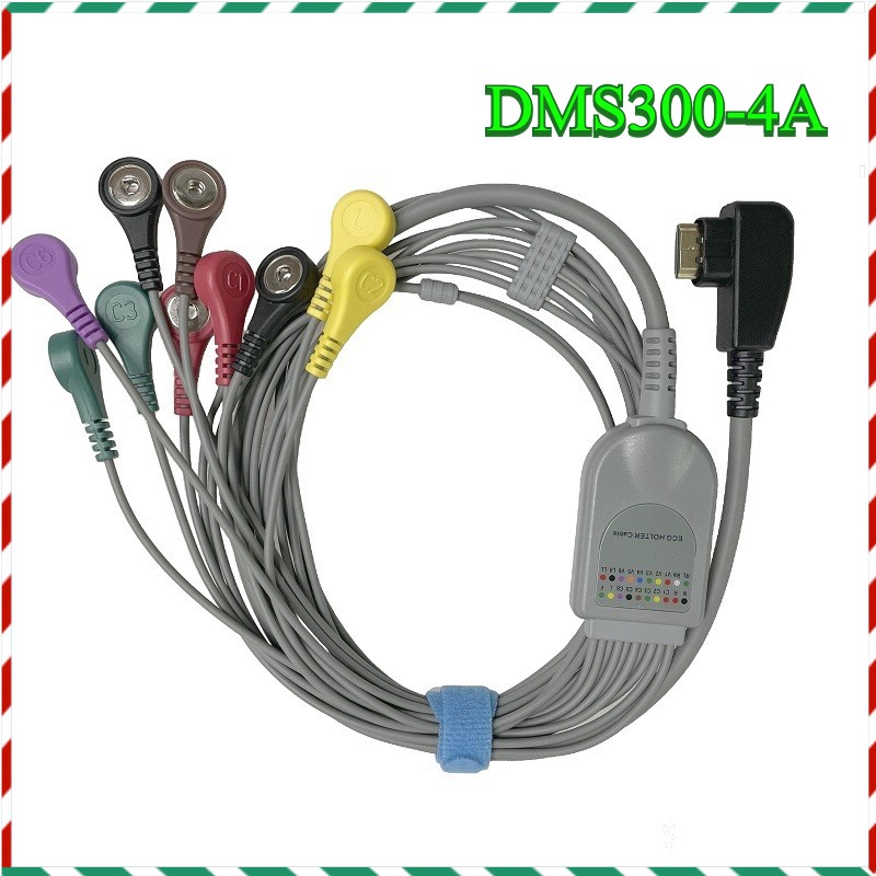 1PC New for DMS300-4A Holter 10 Leads ECG Cable Leadwire Snap Plugs Compatible