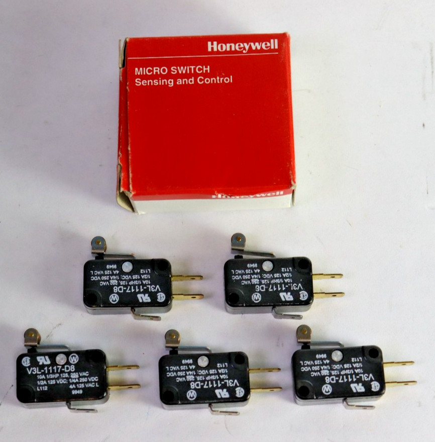 5PK Honeywell Micro Switch 10A 125-250VAC Roller Lever Microswitch  V3L1117D8