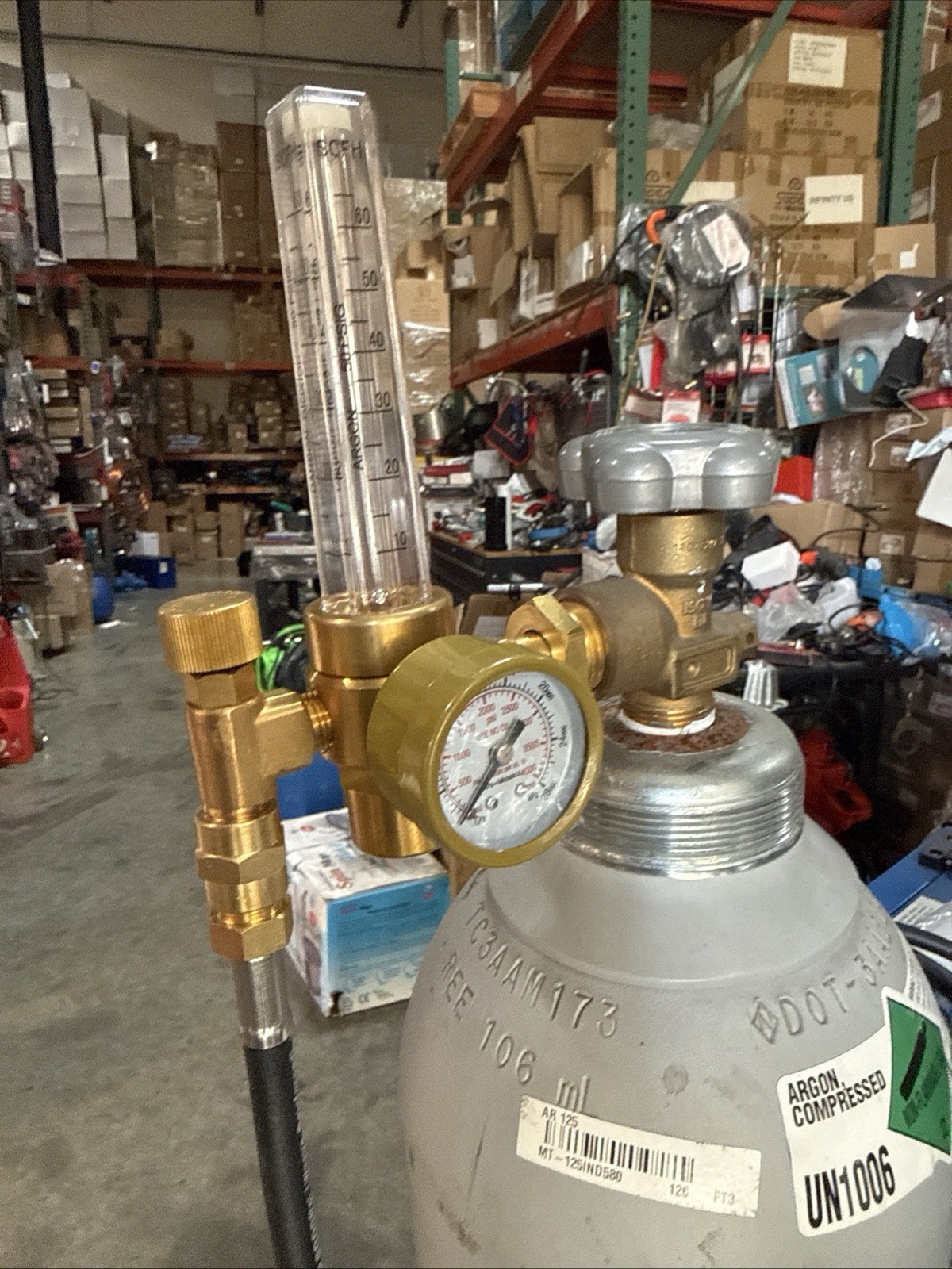 CO2 Argon Flow Meter Gas Regulator Gauge & 10’ Welding Gas Hose CGA 580 Mig Tig