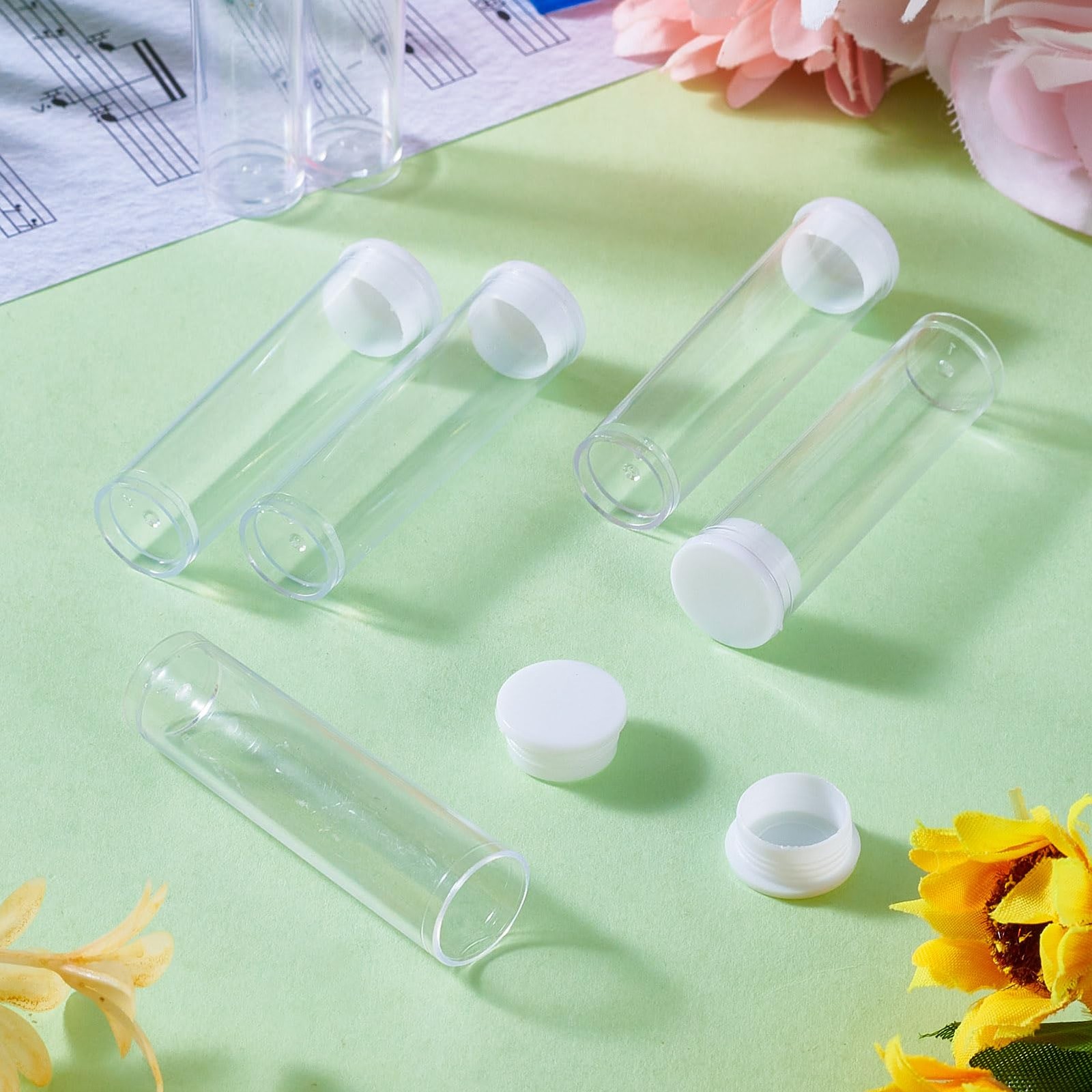 Craftdady 100Pcs Transparent Clear Plastic Small 100 tubes, 55x15mm,