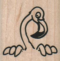 Flamingo Peering 1 1/2 x 1 1/2" Mounted Rubber Stamp, Bird Stamp, Birds Stamp