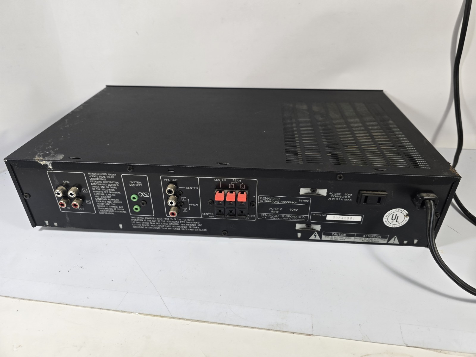 Kenwood SS-992 AV Surround Processor - tested Works Missing Foot